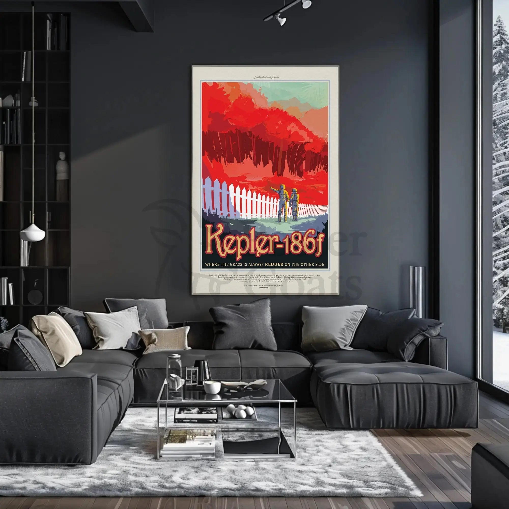 Kepler-186f Exploration Retro-Futuristic Sci-Fi Poster PosterGoat