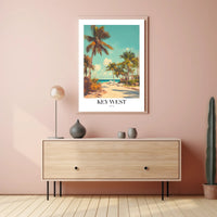 Key West Vintage Beach Scene Travel Poster PosterGoat
