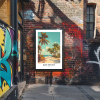 Key West Vintage Beach Scene Travel Poster PosterGoat
