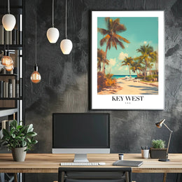 Key West Vintage Beach Scene Travel Poster PosterGoat