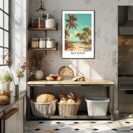 Key West Vintage Beach Scene Travel Poster PosterGoat