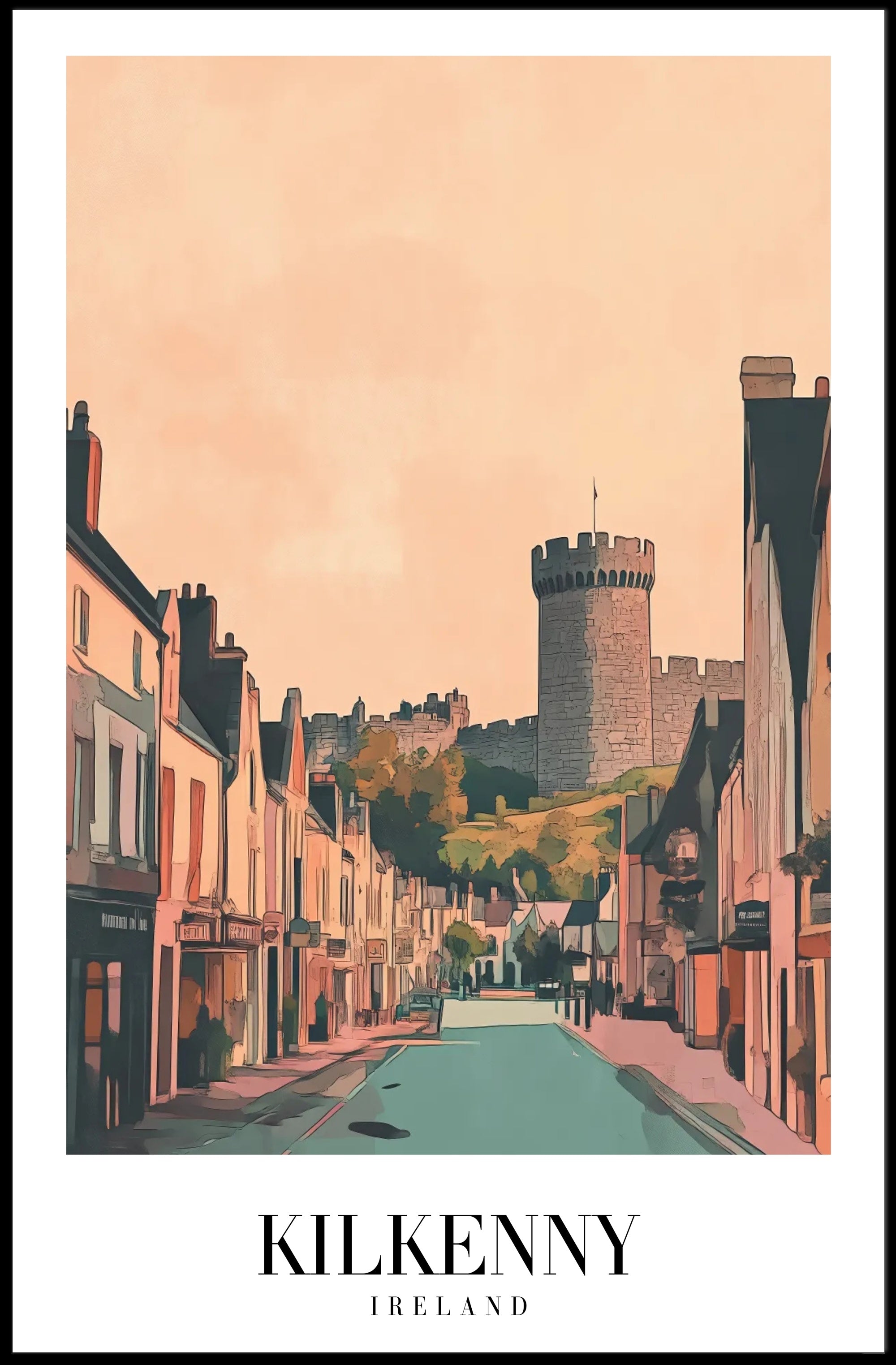 Kilkenny Castle Charming Street Scene Travel Poster PosterGoat
