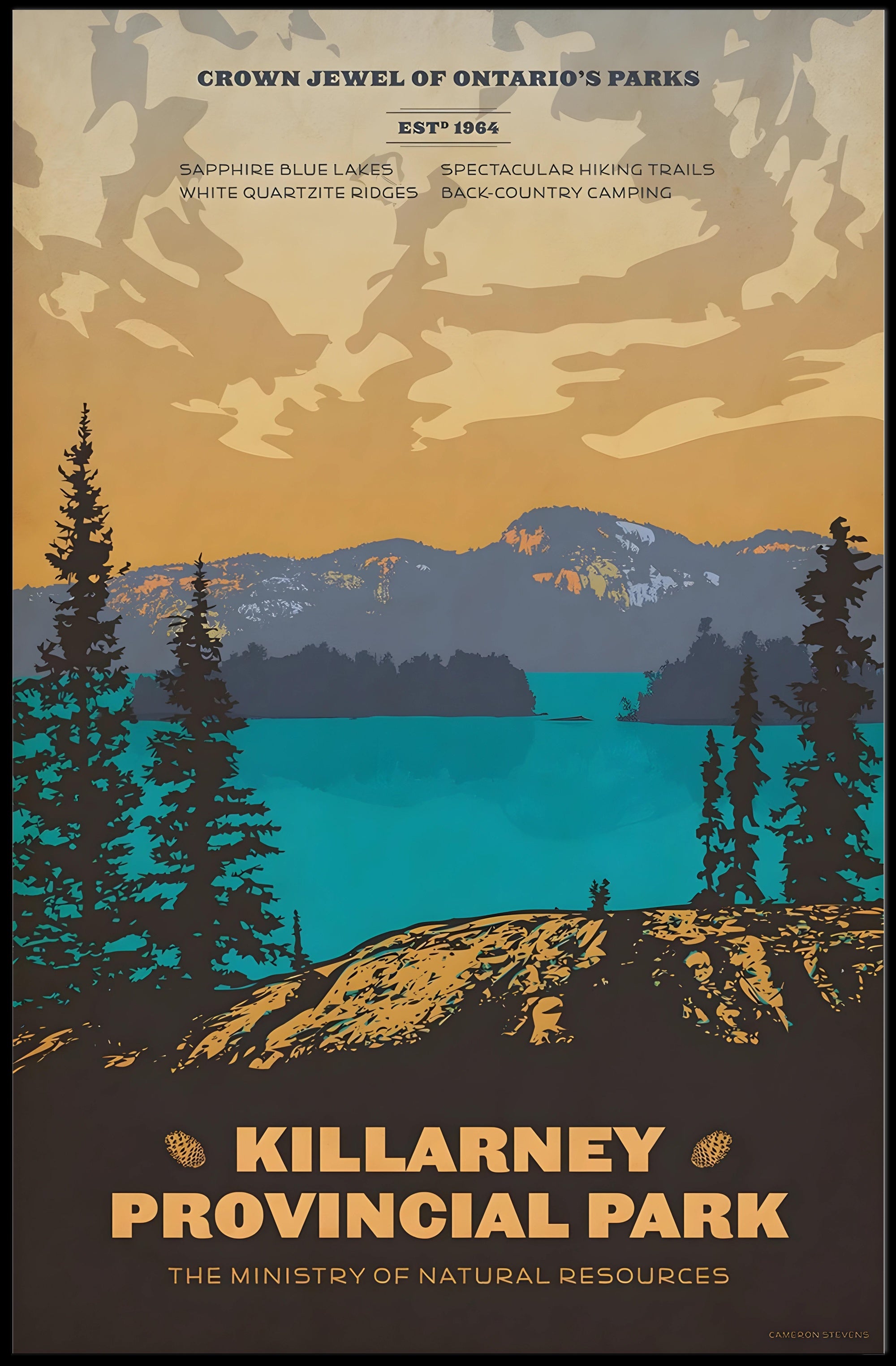 Killarney Provincial Park Retro Adventure National Park Poster PosterGoat