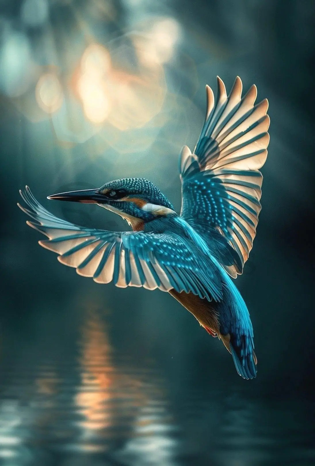 Kingfisher in Flight Dynamic Nature Scene Animal Poster PosterGoat
