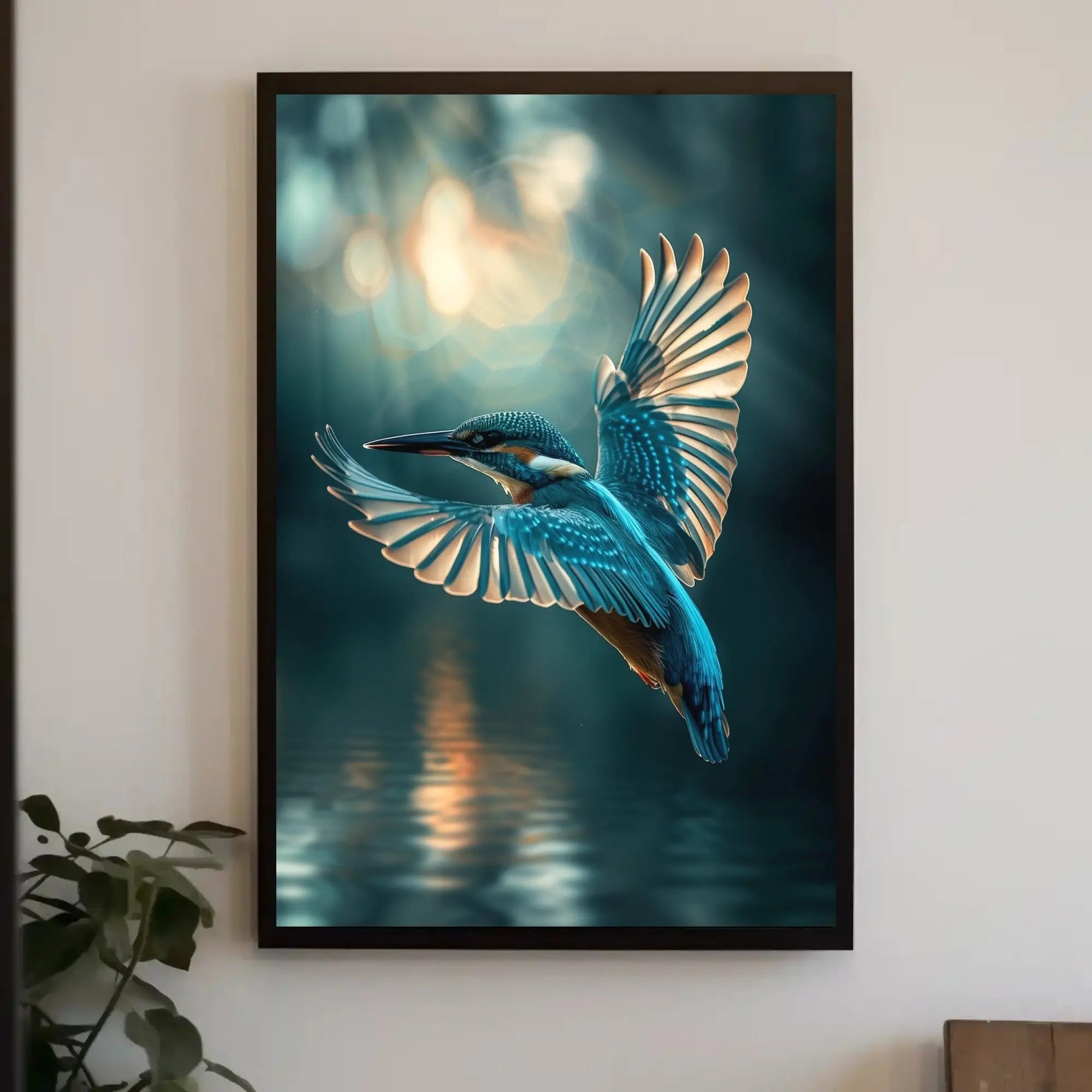 Kingfisher in Flight Dynamic Nature Scene Animal Poster PosterGoat