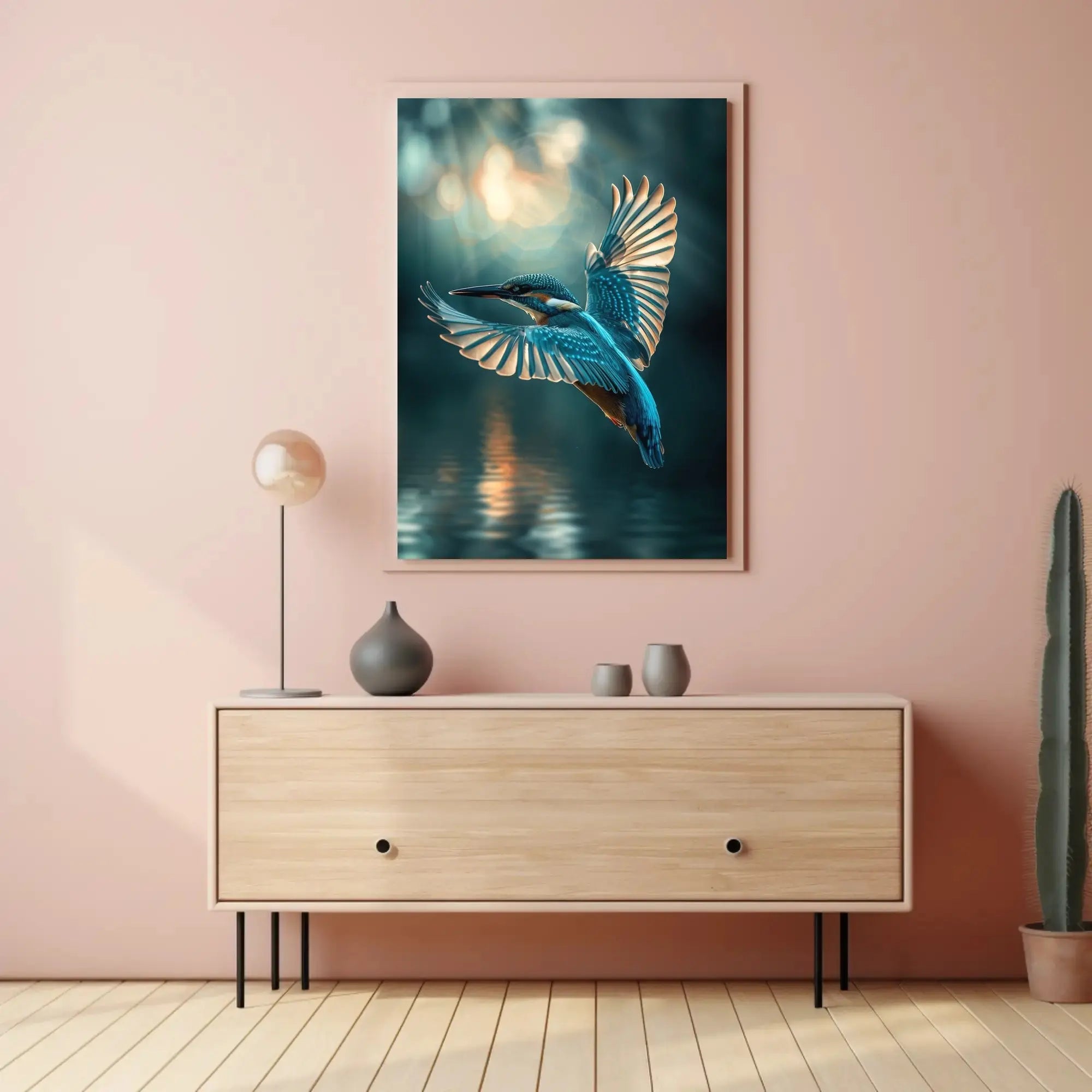 Kingfisher in Flight Dynamic Nature Scene Animal Poster PosterGoat