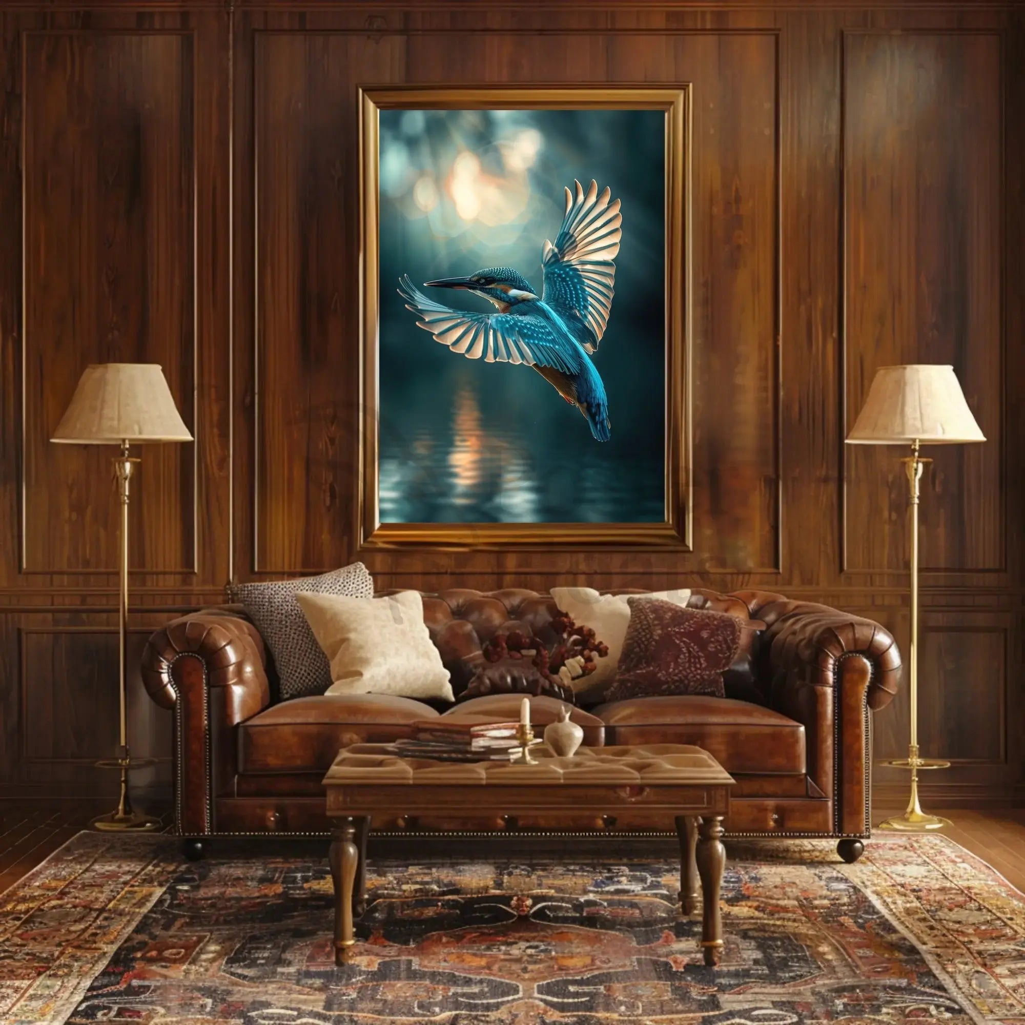 Kingfisher in Flight Dynamic Nature Scene Animal Poster PosterGoat
