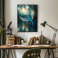 Kingfisher in Flight Dynamic Nature Scene Animal Poster PosterGoat