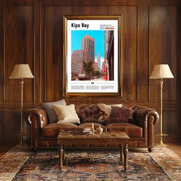 Kips Bay Street Scene NYC Skyline Travel Poster PosterGoat