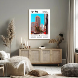 Kips Bay Street Scene NYC Skyline Travel Poster PosterGoat