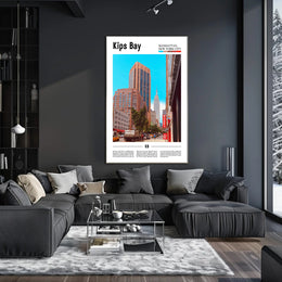 Kips Bay Street Scene NYC Skyline Travel Poster PosterGoat