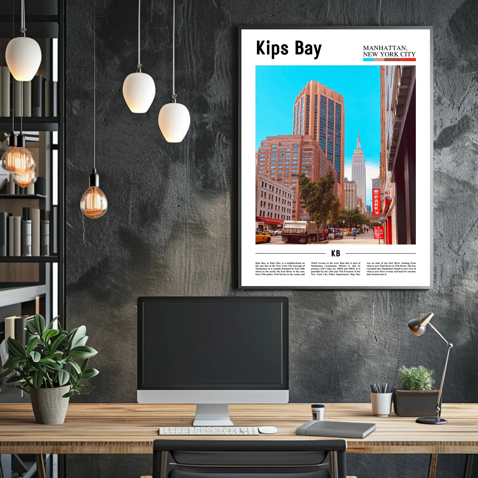 Kips Bay Street Scene NYC Skyline Travel Poster PosterGoat