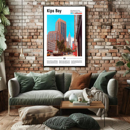 Kips Bay Street Scene NYC Skyline Travel Poster PosterGoat