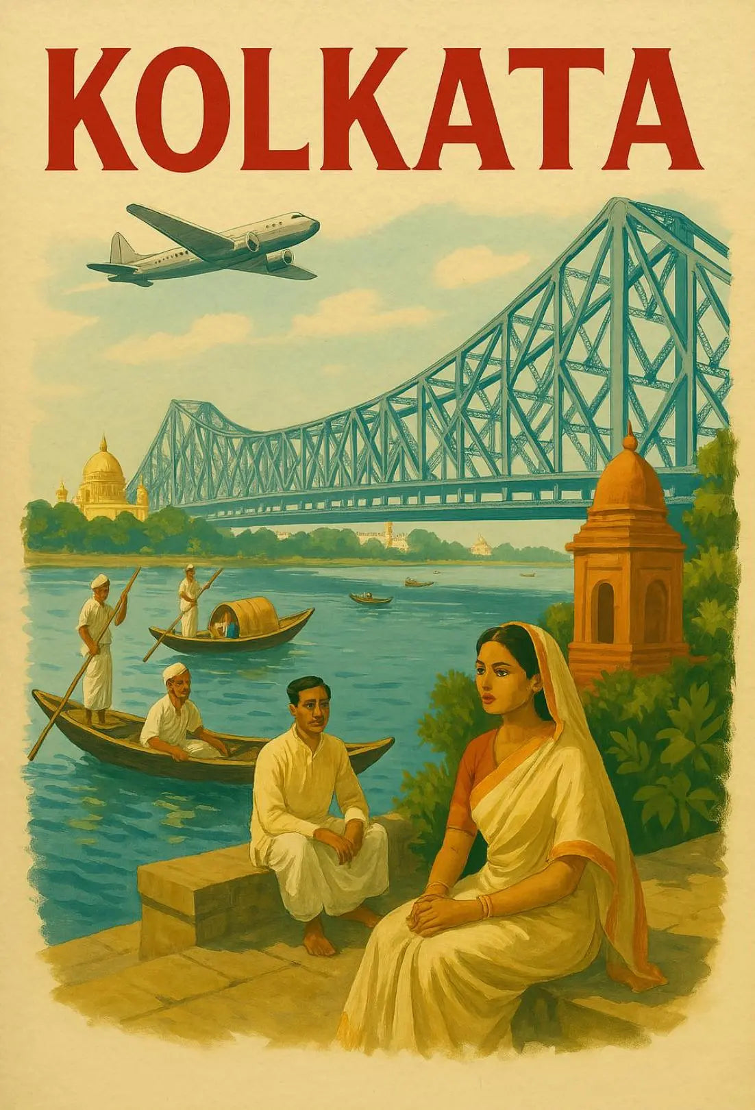 Kolkata Heritage Culture Vintage Travel Poster PosterGoat