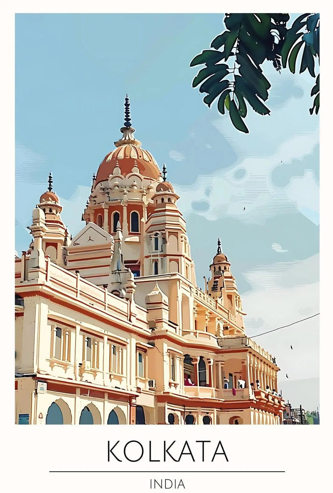 Kolkata Temple Digital Illustration Cultural Heritage Poster PosterGoat