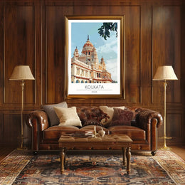 Kolkata Temple Digital Illustration Cultural Heritage Poster PosterGoat