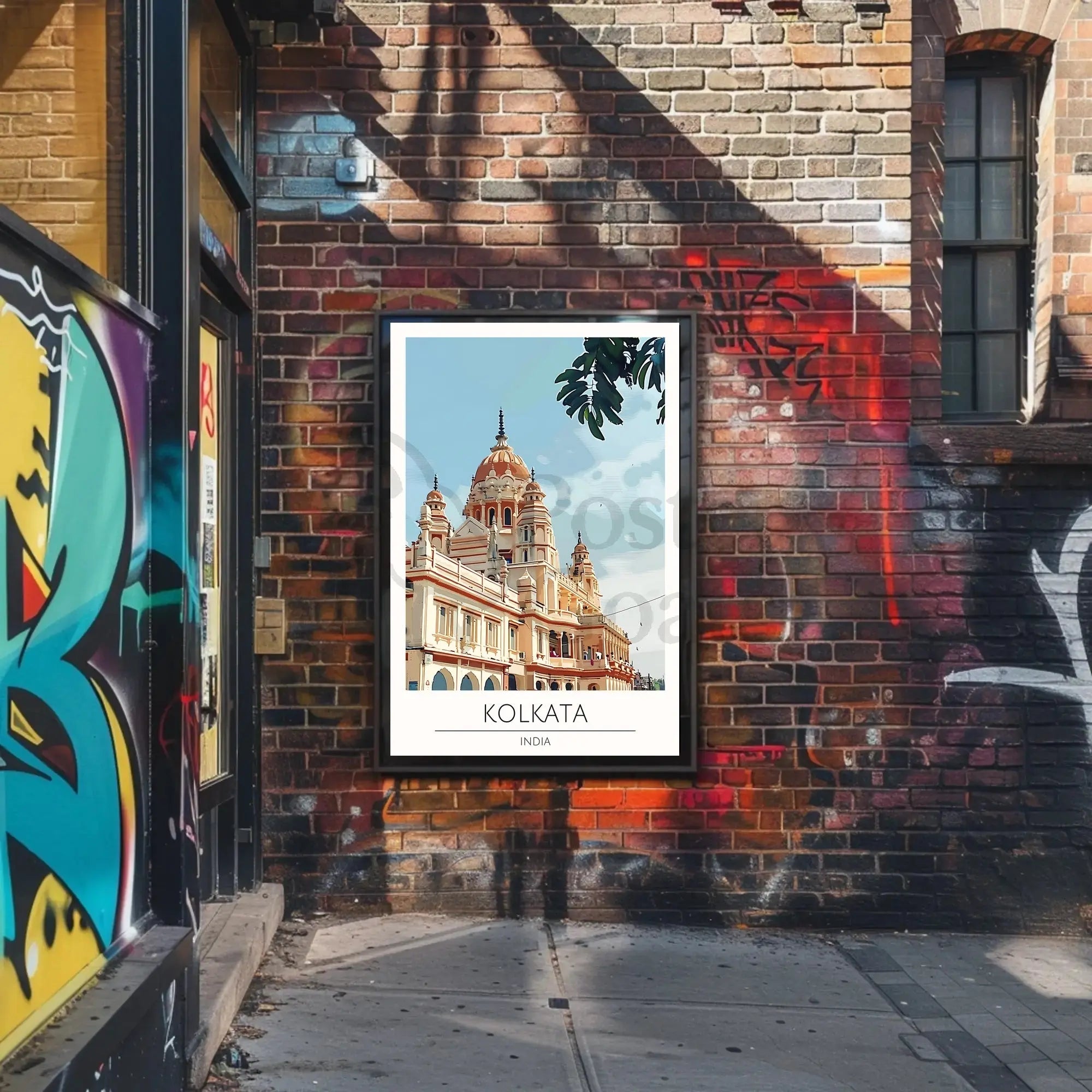 Kolkata Temple Digital Illustration Cultural Heritage Poster PosterGoat