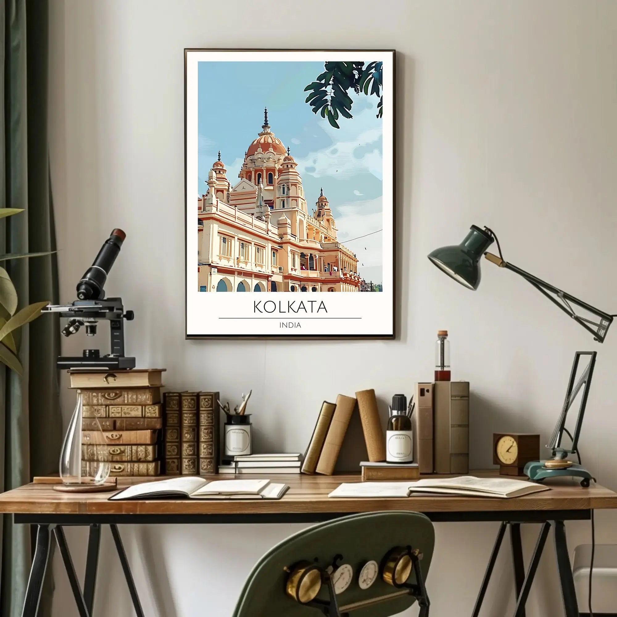 Kolkata Temple Digital Illustration Cultural Heritage Poster PosterGoat