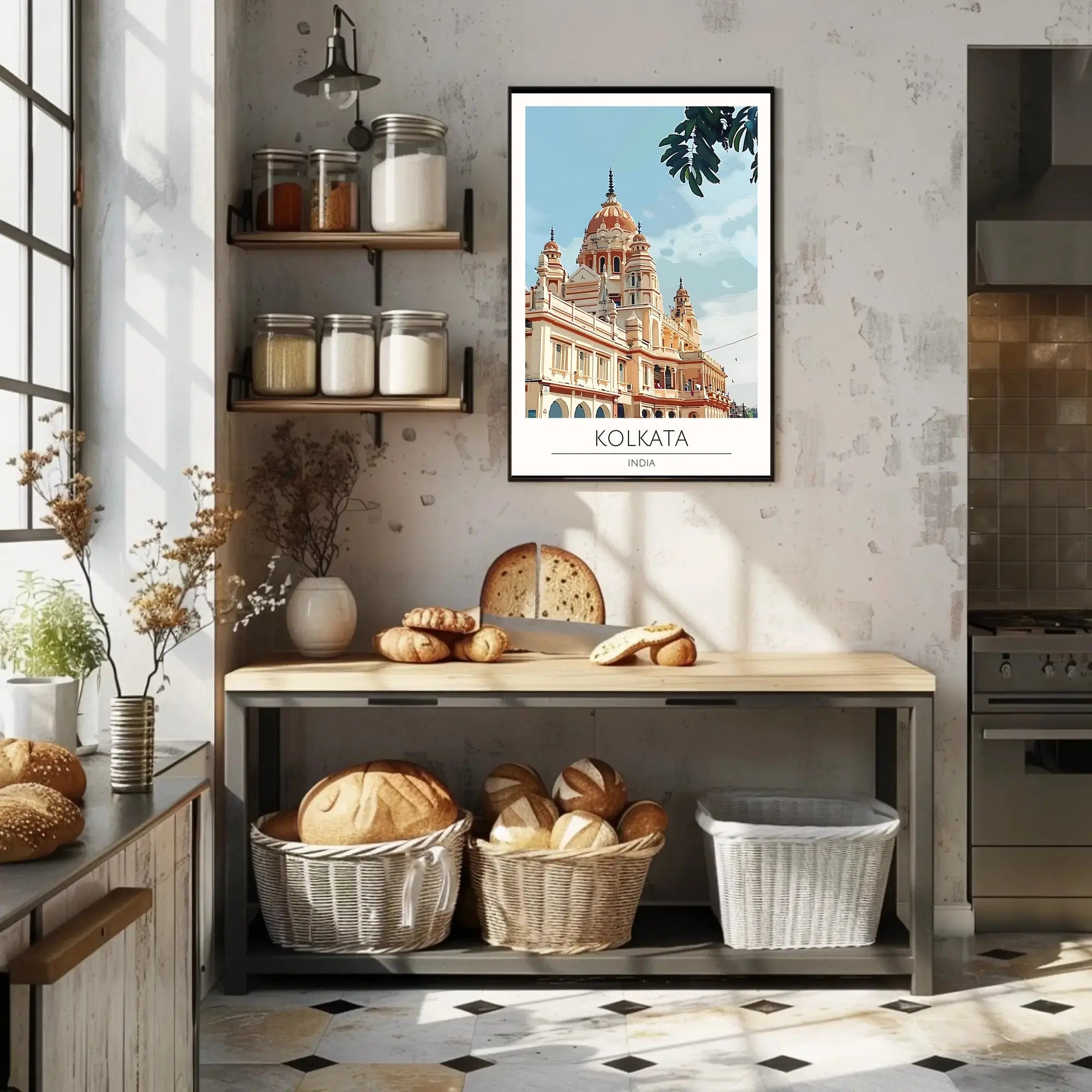 Kolkata Temple Digital Illustration Cultural Heritage Poster PosterGoat
