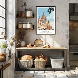 Kolkata Temple Digital Illustration Cultural Heritage Poster PosterGoat