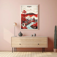 Komaki Japan Cityscape with Mount Fuji Travel Poster PosterGoat
