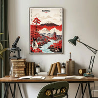Komaki Japan Cityscape with Mount Fuji Travel Poster PosterGoat