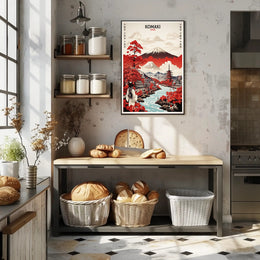 Komaki Japan Cityscape with Mount Fuji Travel Poster PosterGoat