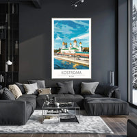 Kostroma Riverbank with Russian Church Cultural or Heritage Poster PosterGoat