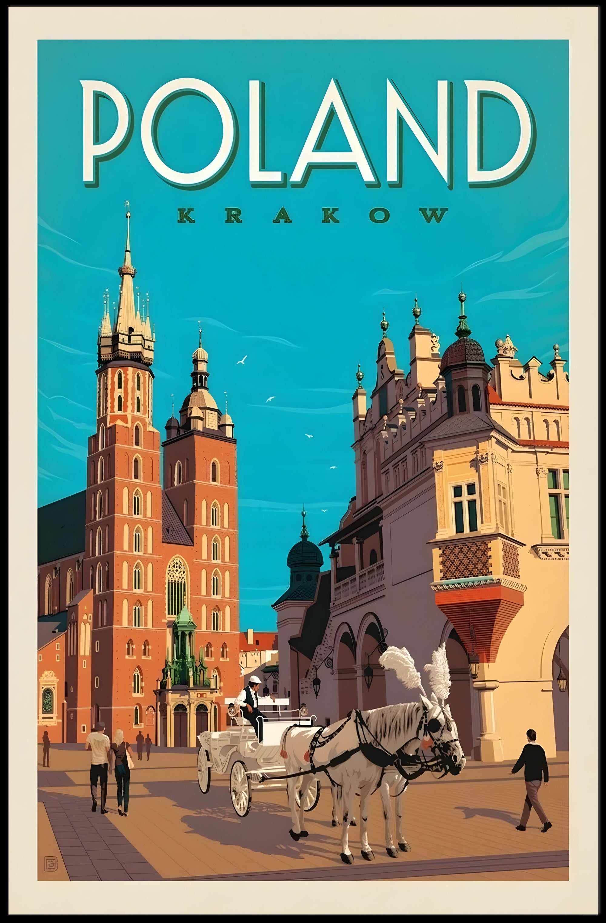 Krakow Poland Vintage Travel Art Print - Travel Poster PosterGoat