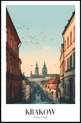 Krakow Street View Vintage Urban Cityscape Poster PosterGoat