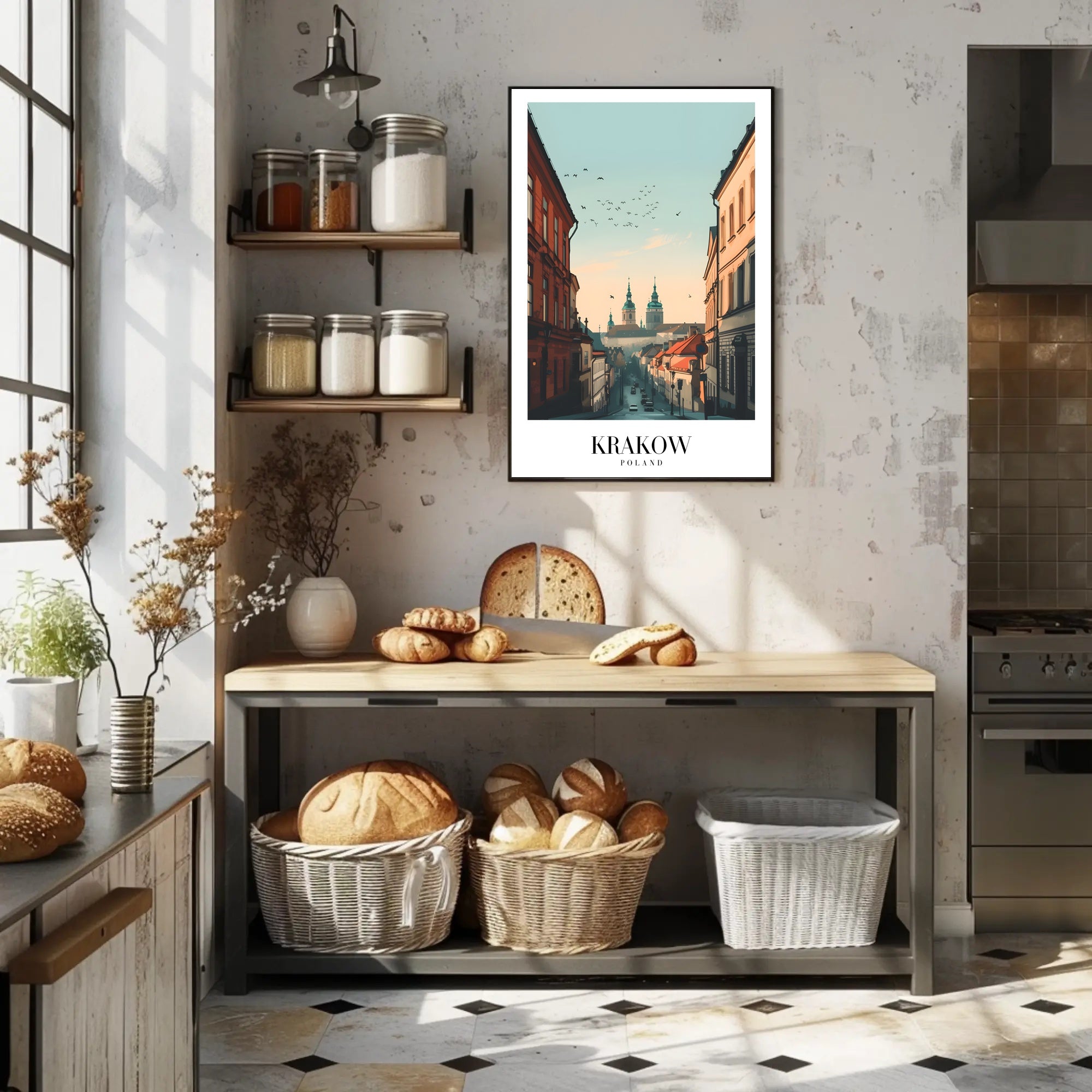 Krakow Street View Vintage Urban Cityscape Poster PosterGoat