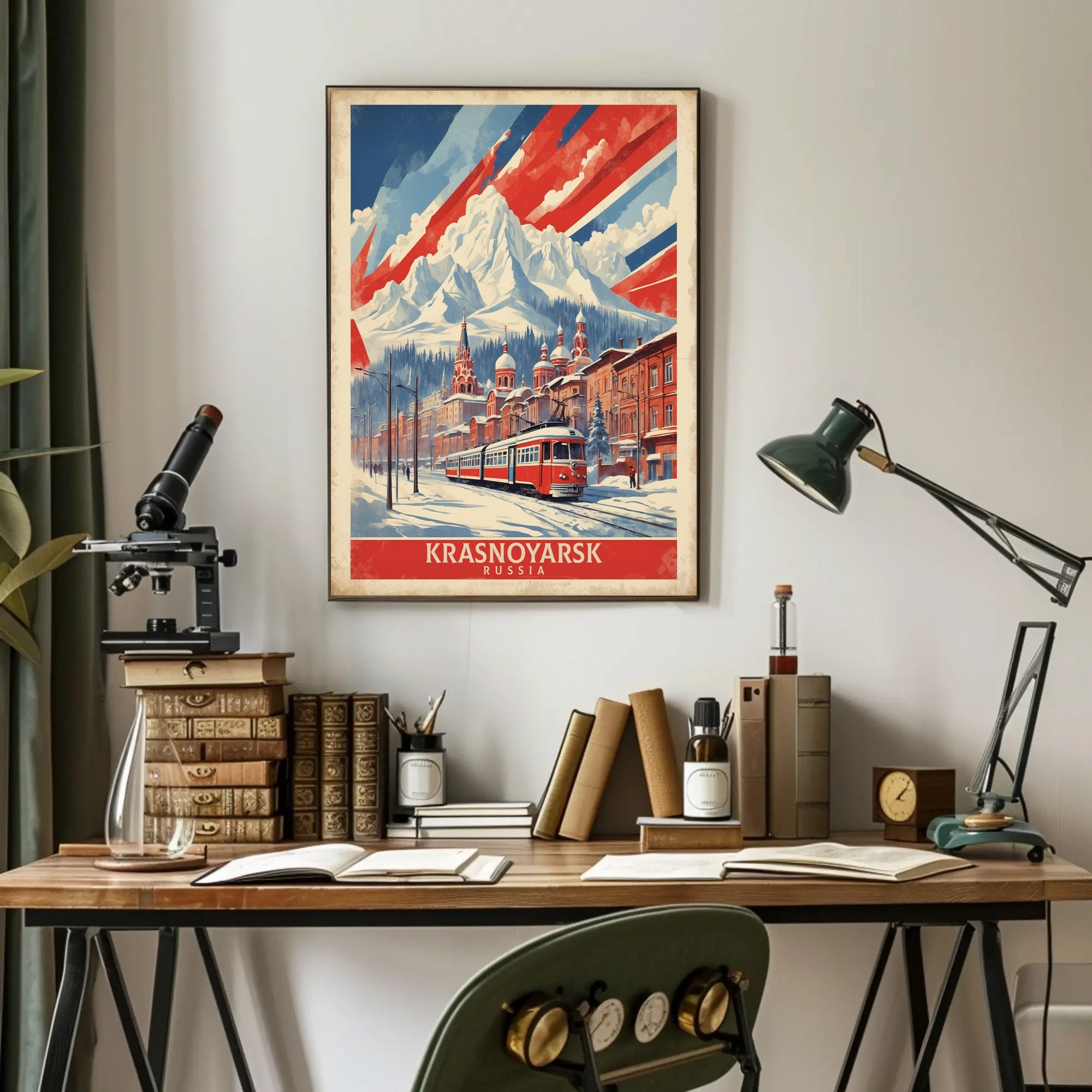 Krasnoyarsk Winter Tram Scenic Urban or Cityscape Poster PosterGoat