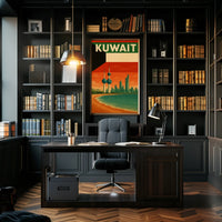 Kuwait City Skyline Vintage Travel Poster PosterGoat