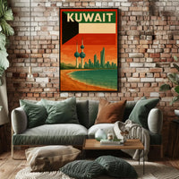 Kuwait City Skyline Vintage Travel Poster PosterGoat