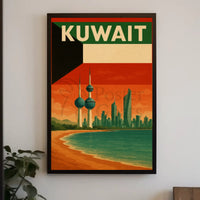 Kuwait City Skyline Vintage Travel Poster PosterGoat