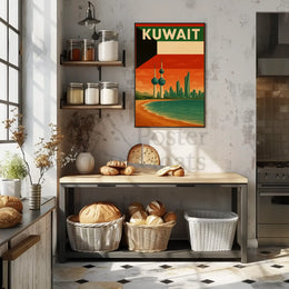 Kuwait City Skyline Vintage Travel Poster PosterGoat
