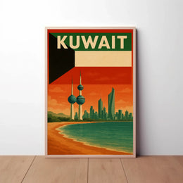Kuwait City Skyline Vintage Travel Poster PosterGoat