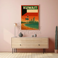 Kuwait City Skyline Vintage Travel Poster PosterGoat