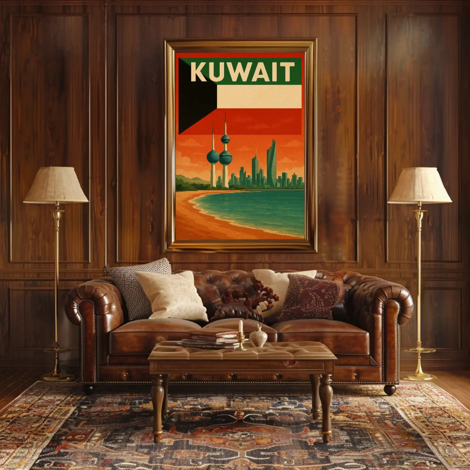 Kuwait City Skyline Vintage Travel Poster PosterGoat