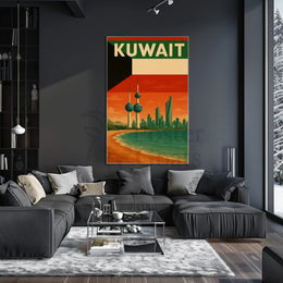 Kuwait City Skyline Vintage Travel Poster PosterGoat