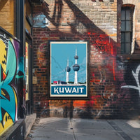 Kuwait Towers Vintage Mid-Century Travel Poster PosterGoat