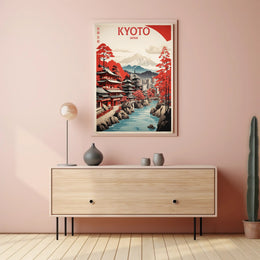 Kyoto Autumn Cityscape Travel Poster PosterGoat