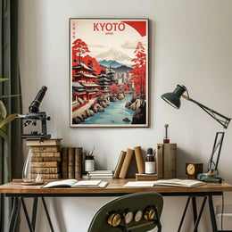 Kyoto Autumn Cityscape Travel Poster PosterGoat