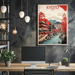 Kyoto Autumn Cityscape Travel Poster PosterGoat