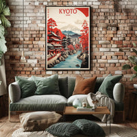 Kyoto Autumn Cityscape Travel Poster PosterGoat