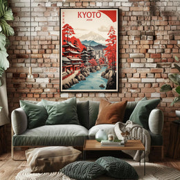 Kyoto Autumn Cityscape Travel Poster PosterGoat