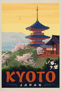Kyoto Cherry Blossom Vintage Travel Poster PosterGoat