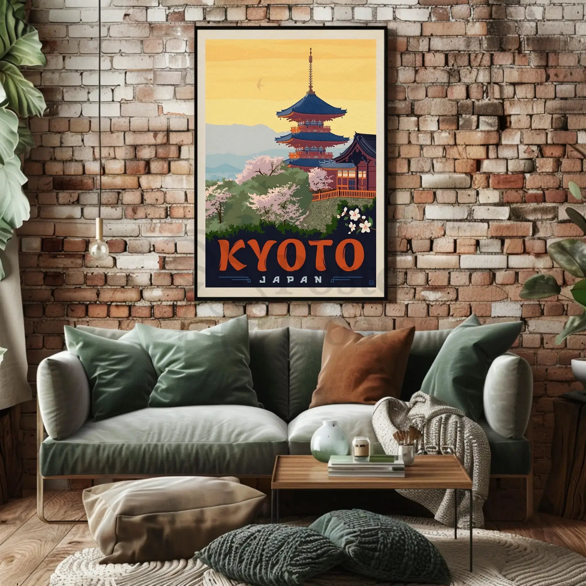 Kyoto Cherry Blossom Vintage Travel Poster PosterGoat