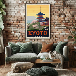 Kyoto Cherry Blossom Vintage Travel Poster PosterGoat