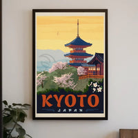 Kyoto Cherry Blossom Vintage Travel Poster PosterGoat